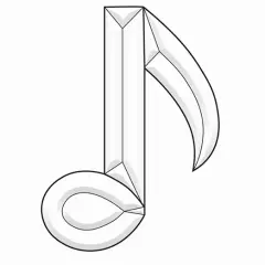 4-1/2" X 6" Exquisite Clear Glass Single Music Note Bevel Cluster EC136