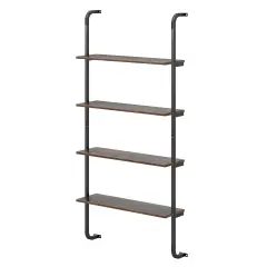 4-Tier Industrial Pipe Shelving with Metal Frame Perfect for Living Room or Kitchen Rustic Brown