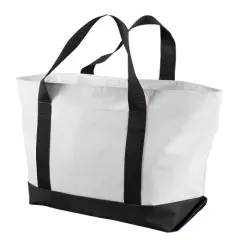 Liberty Bags&reg; Bay View Giant Zipper Beach Tote WHITE/ BLACK