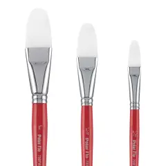 Creative Mark Polar Flo Professional Watercolor Brushes - Assorted Filbert Set of 3 - Short Handle, Nickel-Plated Seamless Ferrule - Art Paint Brushes for Acrylic Painting, Watercolor, Gouache, and More