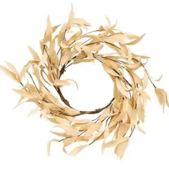 6.5" Buttercup Herb Leaves Ring with Foam Leaves and Brown Paper-Wrapped Wire Base