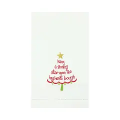 Christmas Tree Motif "Hang a Shining Star" 100% Cotton Guest Towel