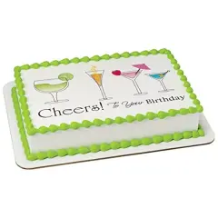 Cheers to your Birthday PhotoCake&reg; Edible Cake Topper Icing Image for 1/4 Sheet cake or larger