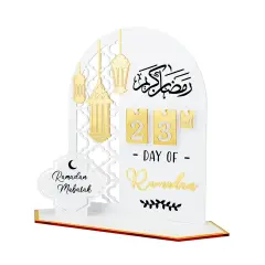 Ramadan Advent Countdown Calendar Acrylic: Ramadan Decorations for Home Eid Mubarak Table Decor, 30 Days Countdown Calendar 2025 Ramadan Gifts for Family (White ＆Gold)