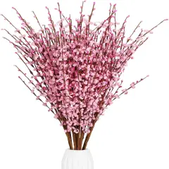 15PCS Pink Flowers 29.5" Faux Jasmine Flowers Long Stem Artificial Flowers for Tall Vase Wedding Party Home Office Kitchen Decoration(Pink)