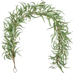 6ft Artificial Willow Eucalyptus Garland, Realistic Faux Greenery Garland for Spring Decor, Fireplace Mantel, Wedding Arch, Table Runner, Indoor & Outdoor Decoration