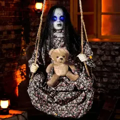Halloween Animatronics Hanging Swinging Doll