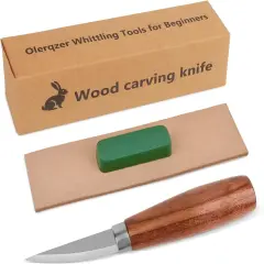 Wood Carving Knifes With Leather Strop and Polishing Compound