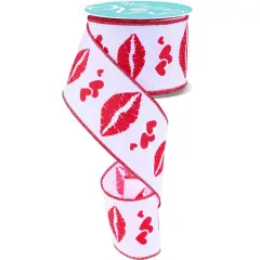 2.5" Bold Lips Ribbon: White (10 Yards)