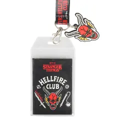 Stranger Things Hellfire Club Lanyard with Breakaway Metal Charm and ID Sleeve