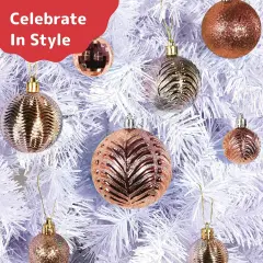 Champagne Christmas Ball Ornaments (36 pcs) - Shatterproof Christmas Tree Decorations with Hanging Loops in 6 Styles and 3 Sizes - Christmas Ornaments Set for Indoor and Outdoor Decor