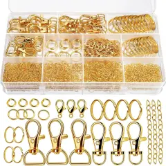 524PCS Key Chain Making Kit, Keychain Making Supplies Keychain Craft Supplies Key Chain Clips, Lanyard Snap Hooks, Key Rings and Jump Rings for Jewelry Lanyard Making, Keychain Kit Gold