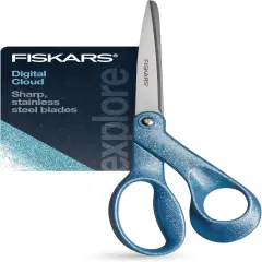 Explore Scissors, Design Collection, Glitter Digital Cloud, 8 Inches
