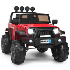 Iron Ride-On Car with Music, LED and Safety Features for Kids Red