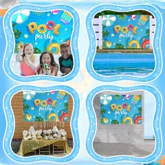 Summer Banner Pool Party Decorations, Pool Party Decorations Banner Backdrop Summer Party Decorations, Hanging Beach Themed Summer Party Decorations with Rope (72&times;44 Inches)