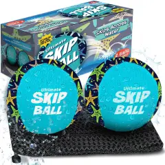 Activ Life 2 Pack Skip Balls, Fun Beach Games for Kids Aged 7-14, Family Swimming Pool Dive Toy Water Ball (Starfish Blue)