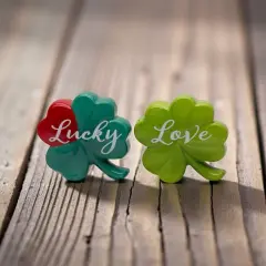 Ceramic Shamrock Lucky Love Salt and Pepper Shakers, Saint Patrick's Day Decor, Irish Decor, Gift for Her