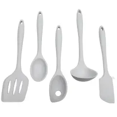 Chef Craft 5 Piece Premium Silicone Kitchen Tool and Utensil Set Gray