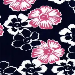 1 Yard DTY Brushed Flower Print Knit Fabric 58/60 Inches Wide Soft Stretch NAVY
