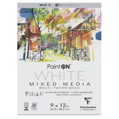 Clairefontaine PaintOn Mixed Media Pad - White, 9" x 12", 20 Sheets