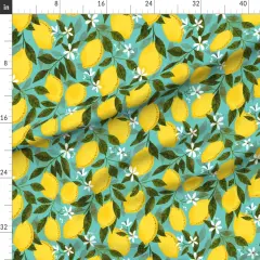 Various Fabrics by the Yard or Fat Quarter Lemonade Flowers Turquoise Summer Lemons Drink Custom Printed Fabric by Spoonflower