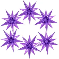 72 Pcs Purple Star Balloons Foil Explosion Balloons Magic 12 Point Star Cone Balloon Arch Garlands Large for Birthday Wedding Anniversary Graduation Halloween Party Decorations Backdrops