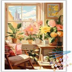 Landscape Paint by Numbers Kit for Adults, Flowers Paint by Number Adult, Painting by Numbers for Gifts and Home Interior Decor 16x20 Inch