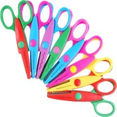 8 Pcs Craft Scissors Decorative Edge, ABS Resin Scissors for Crafting, Colorful Zig Zag Scissors, Scrapbook Scissors Decorative Edge, 6 Pattern Scissors, Safe for Kids