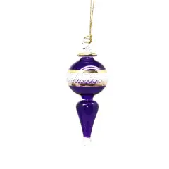 Lattice Glass Ornaments With Gold Accents - Purple Ball with Finial
