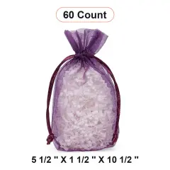 Flat Bottom Organza Bags 5 1/2 '' X 1 1/2 '' X 10 1/2 '' for Craft Projects Purple