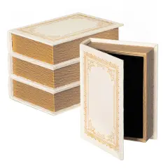 Vintiquewise Set of 4 Vintage Book Design Decorative Boxes &ndash; Wedding Card Boxes, Keepsake Boxes, Craft Storage, Jewelry Organizers, Safe Boxes, Table Decor, or Simply as Decorative Storage Paper white