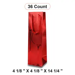 Metallic Red Wine Tote Bags 4 1/8'' X 4 1/8'' X 14 1/4''