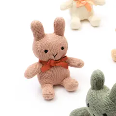 100% Handmade Cotton knitted Soft Bunny Plush Toy/Soft Toys peech powder