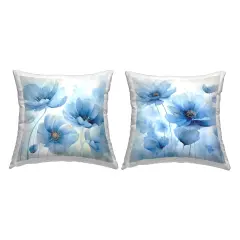 Fading Blue Flower Petals 2 PC Decorative Printed Throw Pillow Set Design by Irena Orlov, 18 x 7 x 18