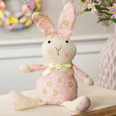 Northlight Floral Easter Bunny Rabbit Spring Figure - 17" - Pink and Cream