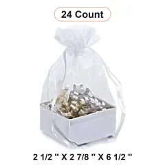 Box On The Bottom Organza Bags 2 1/2 '' X 2 7/8 '' X 6 1/2 '' Gifts White
