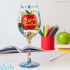 Enesco Lolita Super Teacher Wine Glass