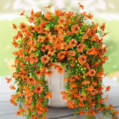 Vibrant Faux Daisy Hanging Plants - 2PCS Fall D&eacute;cor Orange