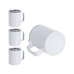 Craft Express 4 Pack 10oz Stainless Steel Coffee Cups &ndash; White Sublimation-Ready Mugs