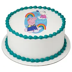 Peppa Pig Hip Hip Hooray PhotoCake&reg; Edible Cake Topper Icing Image for 6 inch Round cake or larger