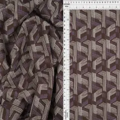 1 Yard Double Knit Jacquard Geo Fabric Stretch Polyester Spandex 58/60 Inches Wide BROWN/LAVENDER
