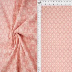 1 Yard Geometric DTY Brushed Knit Fabric Soft Stretch 58/60 Inches Wide ROSE LT