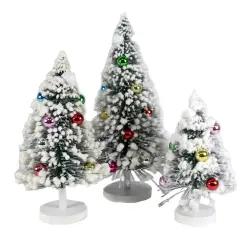 Cody Foster 13.5 Inch Green Snow Forest Trees Christmas Decorative Tree Set , Christmas Decor Putz Village Retro Multicolored