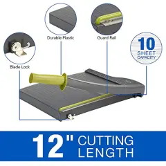 Paper Cutter, Guillotine Trimmer, 12" Cut Length, 10 Sheet Capacity, ClassicCut Lite (9312)