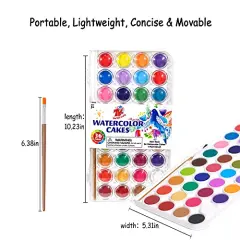 36 Vibrant Water Color With 3 Individual Paint Pallet Non Toxic Washable Kids Paint Portable Painting Supplies for Beginners Artists