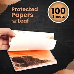 100 Pieces Copper Leaf Sheets - Real Copper Foil Leaves 14x14 cm Metallic Rose Gold Leaf for Craft DIY Proejcts, Paintings, Gilding, Furniture, Makeup & Nail Art&hellip;