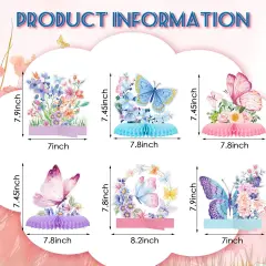 10 PCS Butterfly Centerpieces for Tables Butterfly Birthday Party Decorations Butterfly Honeycomb Table Centerpiece Butterfly Theme Party Supplies for Birthday Baby Shower Party Decor