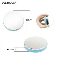 Professional Steel Bench Block, Covered with TPR soft plastic at The bottom, Metal Stamping Table Mirror, Polishing with Chrome Plating for Jewelry Stamping Tools, (Dia: 3&rdquo;, H: 19/32&rdquo;)