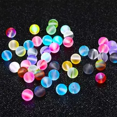140 Pieces 8 mm Mermaid Glass Beads Bulk Matte Crystal Glass Beads Glass Frosted Moonstone Beads for Jewelry Making Crafts DIY, Multicolor (Bright Color)