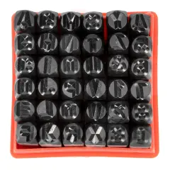 36 Pieces Number and Letter Punch Set with Heat-Treated Steel Punches for Imprinting and Arts and Crafts, 1/4-Inch Shaft,Stamp Set
